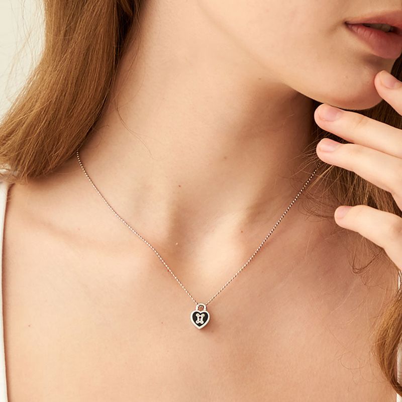 Black Heart Lock Necklace