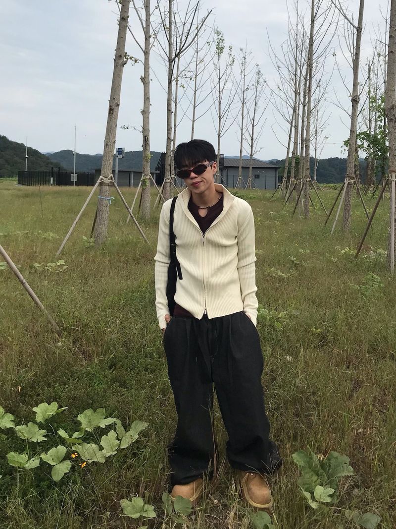 Rib Line Muscle Fit Zip-Up Knit
