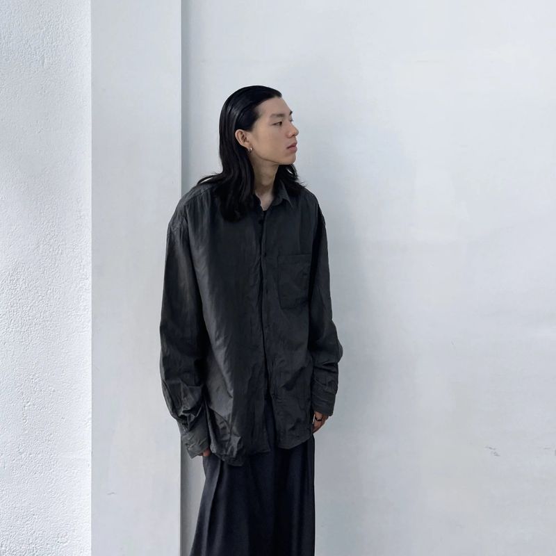 Pleated Texture Drop-Shoulder Shirt