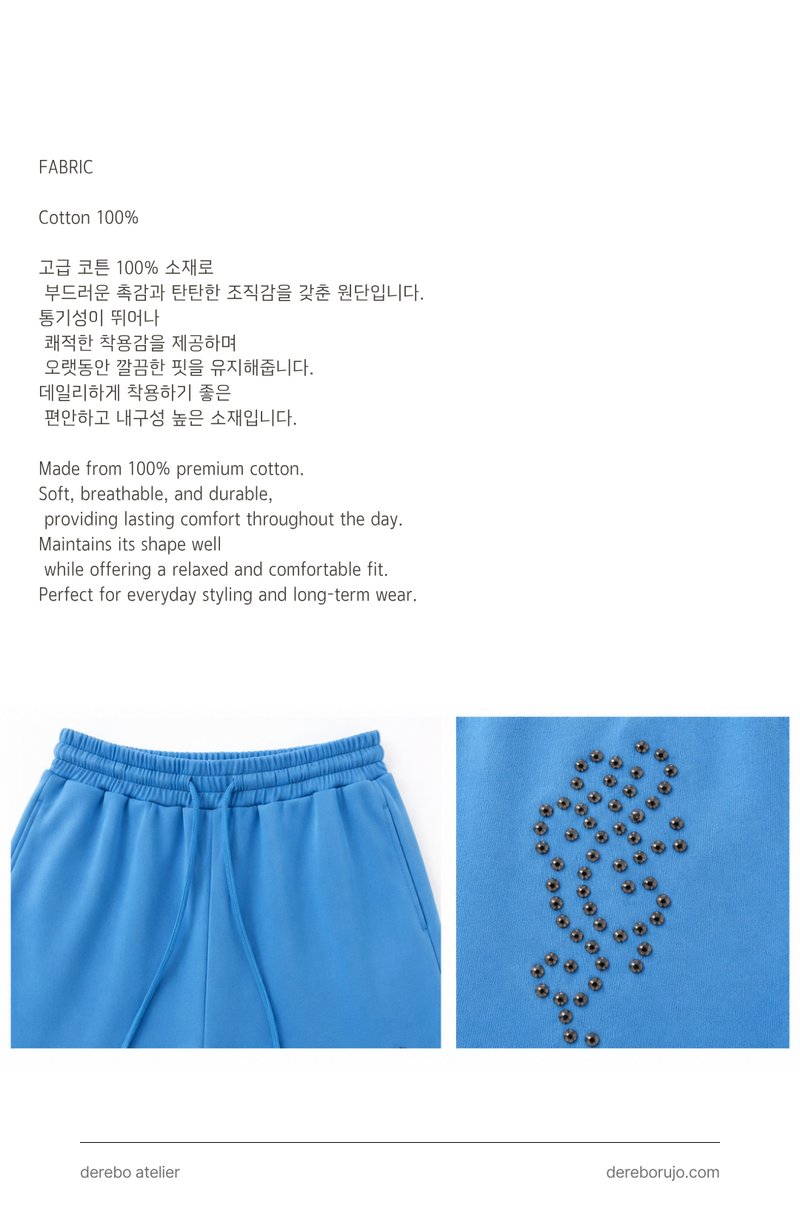 Blue beads banding wide pants