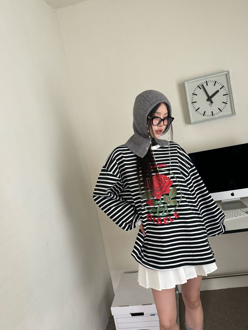 Rose stripe T