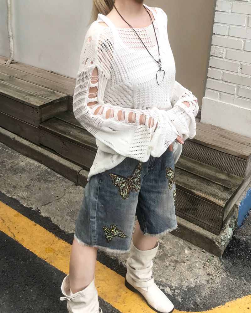 vintage punk damage long knitwear