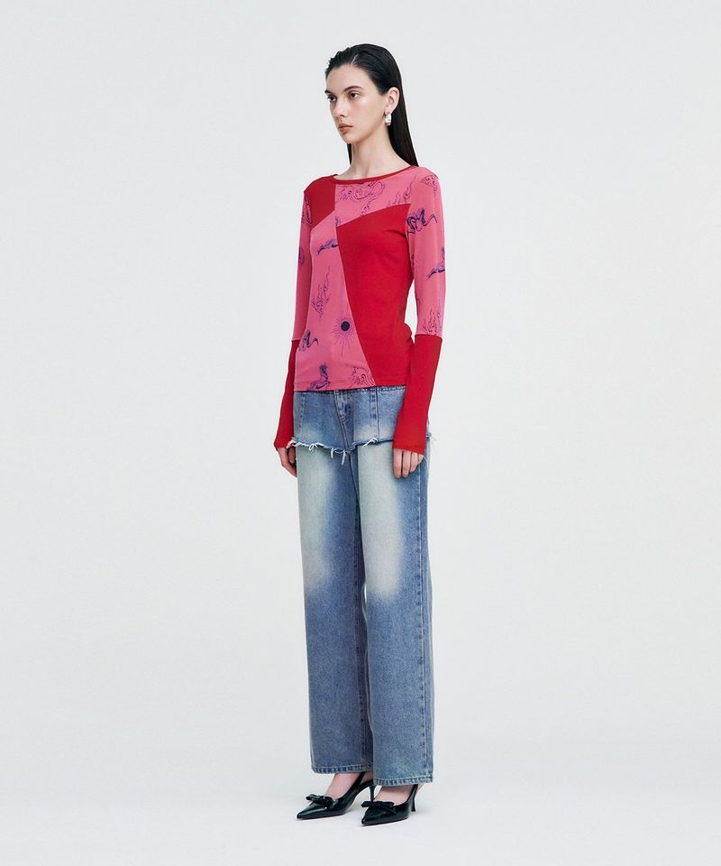 Elemental Motif Patchwork T-shirt _ RED
