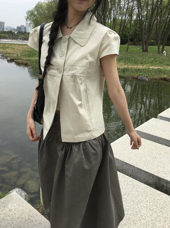 Mote Keyring Fold Shirred Cotton Long Skirt
