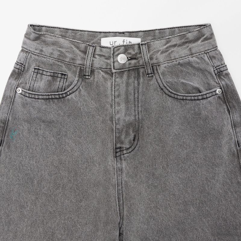 GRAY SEMI WIDE DENIM PANTS code 18113