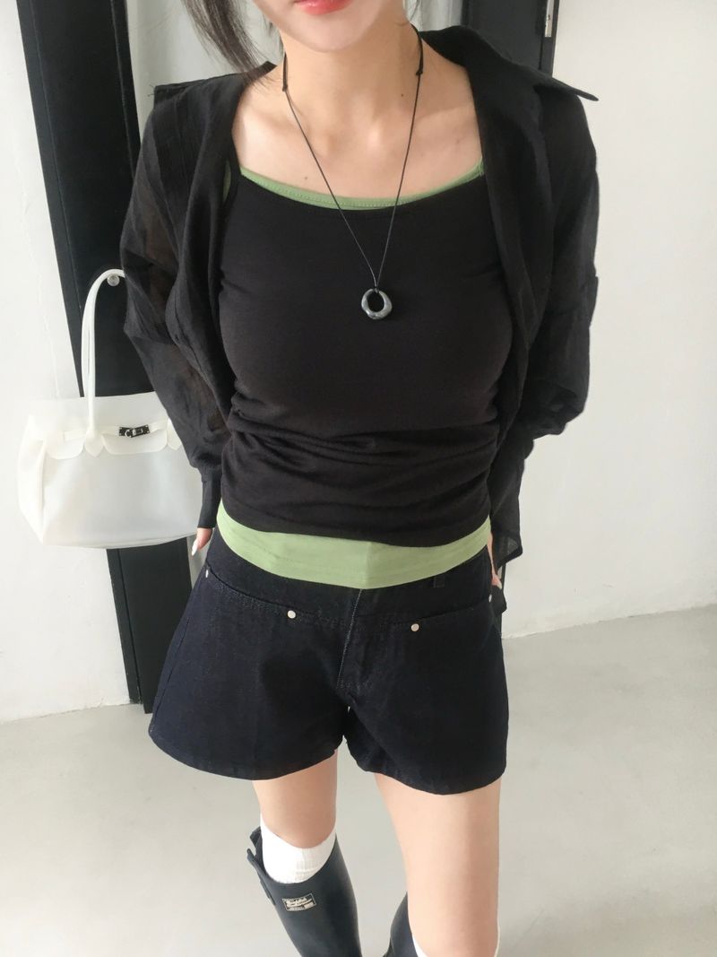 Airy shell see-through shirt (7c)