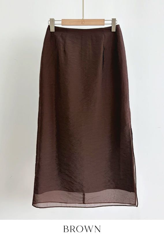 Corinne Layered Chiffon Slit Maxi Long Skirt