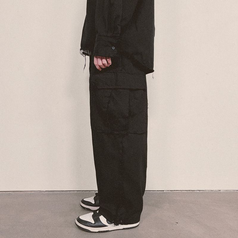 grunge wide cargo pants_black