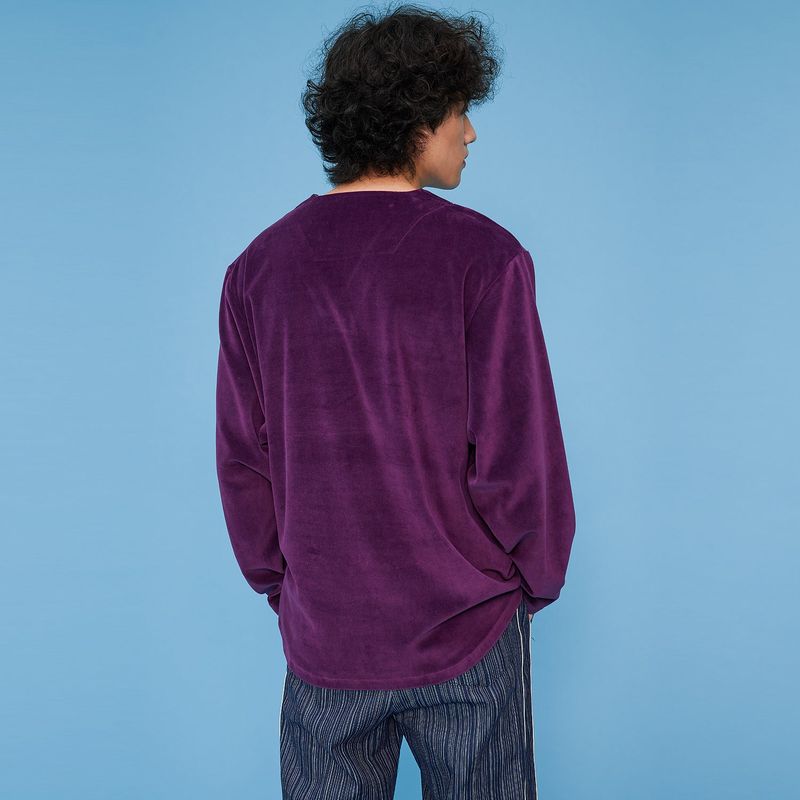Velour V-neck Shirt [Purple]
