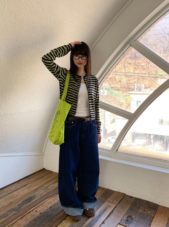 Hobe Jacquard Stripe Denim Wide Pants