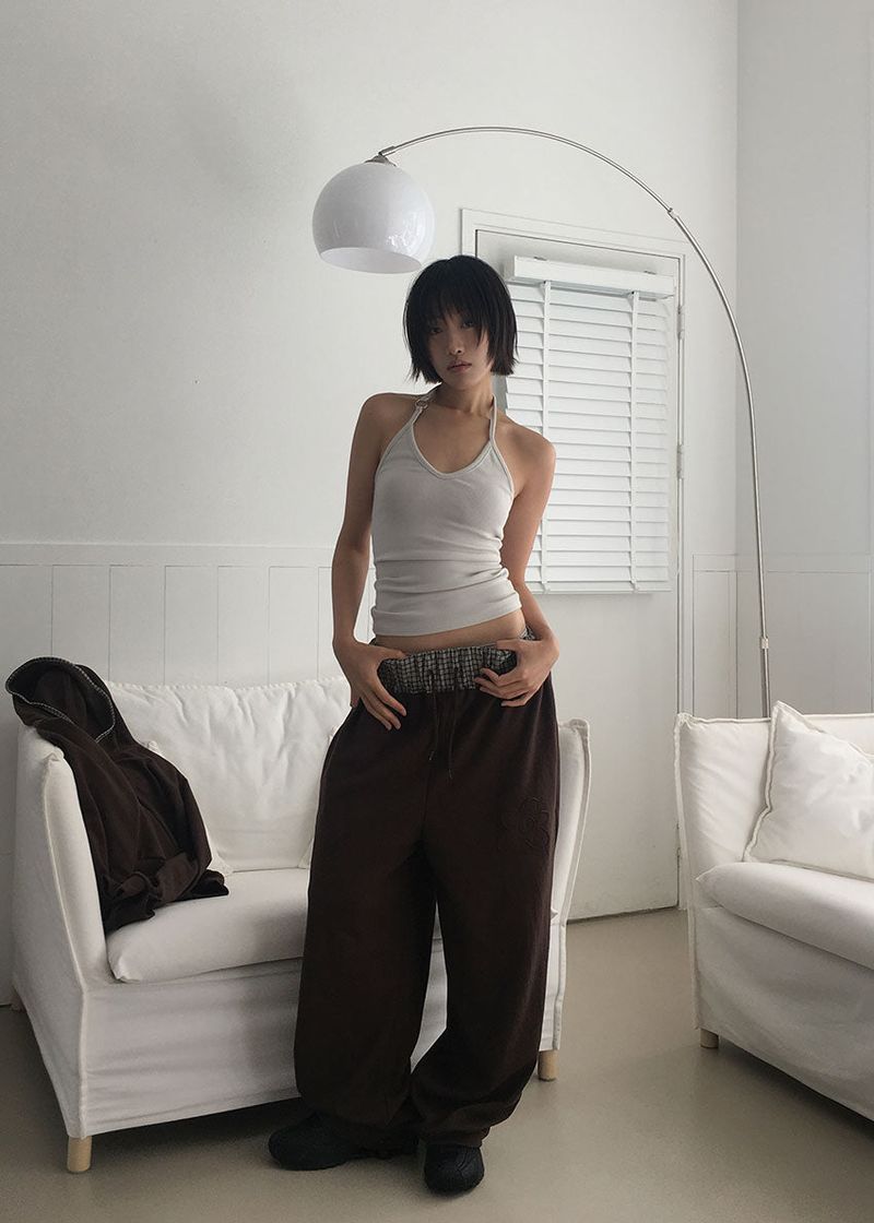 FLOWER CHECK BANDING PANTS