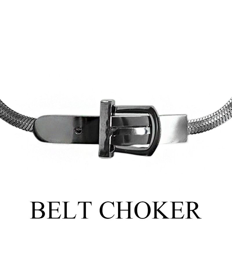 silver belt choker necklace