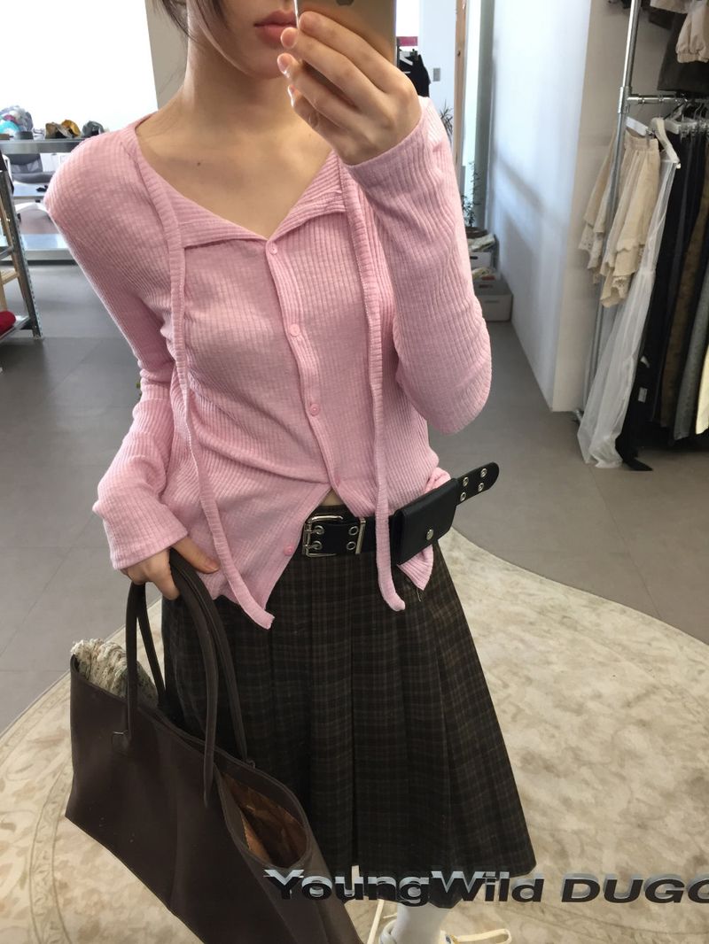Ribbed Strap Cardigan (6color)