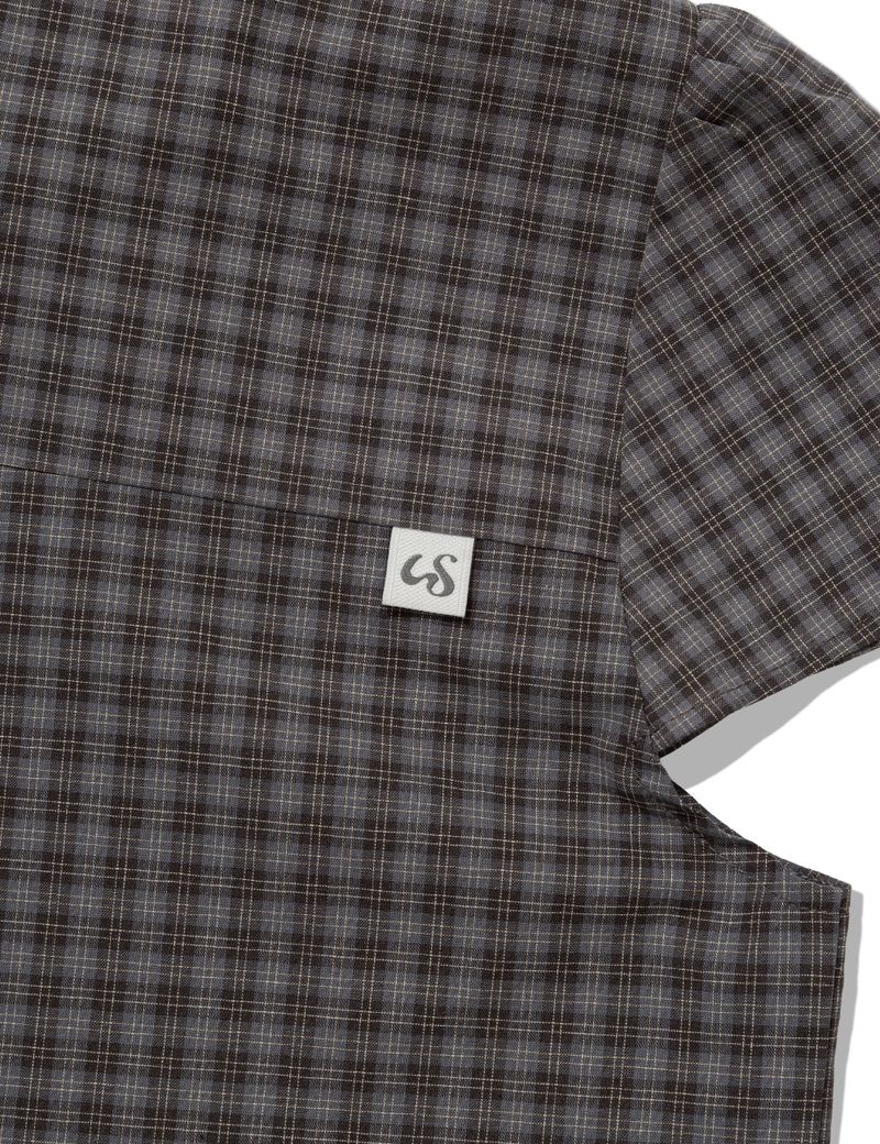 CHECKERED DOUBLE BLOUSE(GREY)