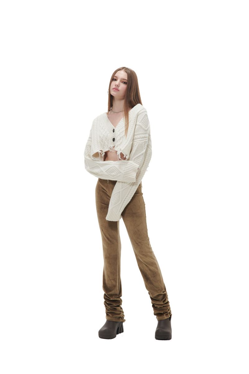 VELVET SHIRRING LEGGINGS
