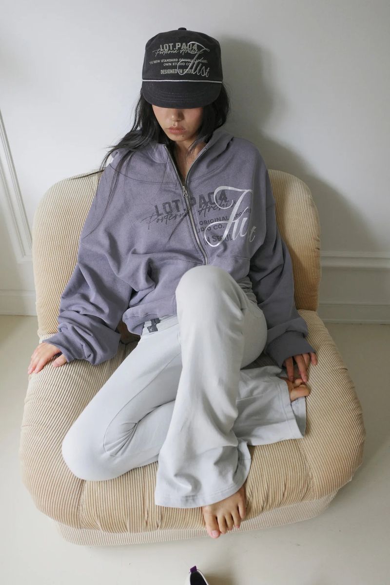 26SS★ HIGH NECK VINTAGE PIGMENT HOODIE ZIP-UP