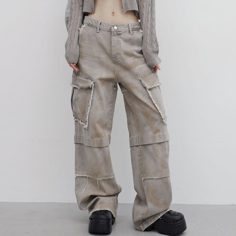 (Unisex) Bison Cargo Wide Denim