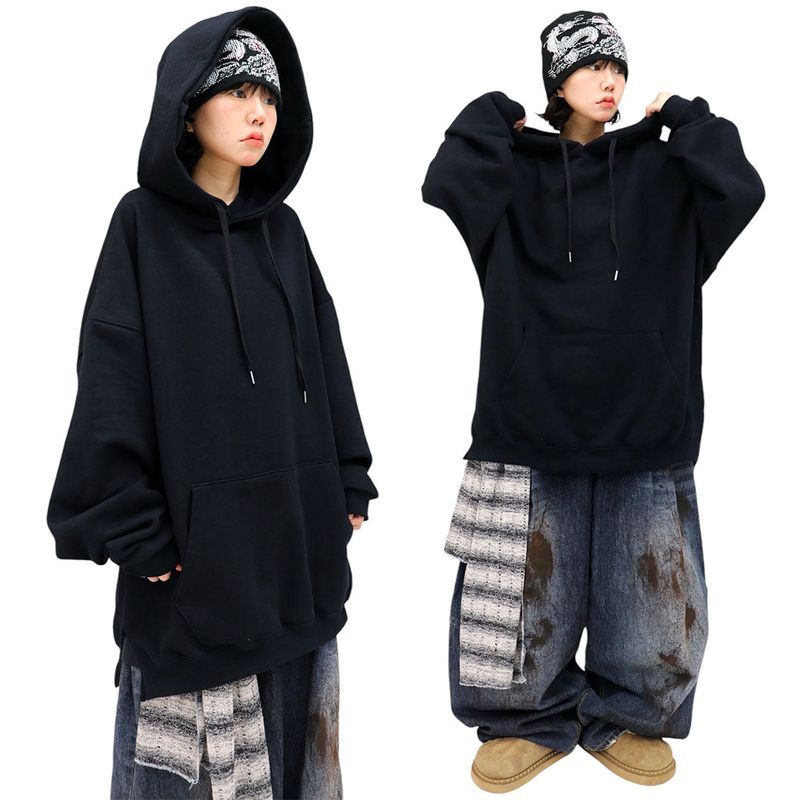 Real over-fit side incision hoodie 