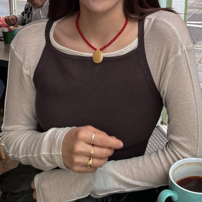 [MADE]Red pearl stone Choker