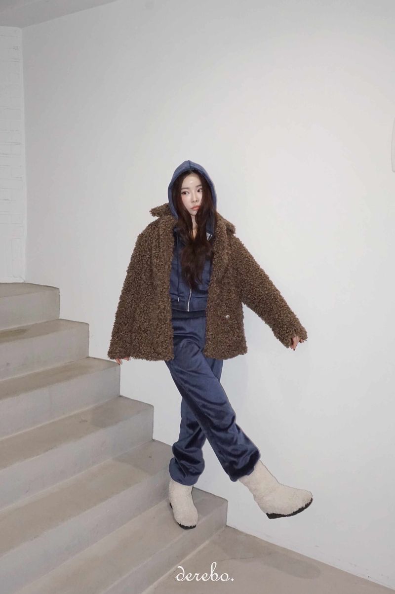 Dark Brown Poodle Fur Jacket