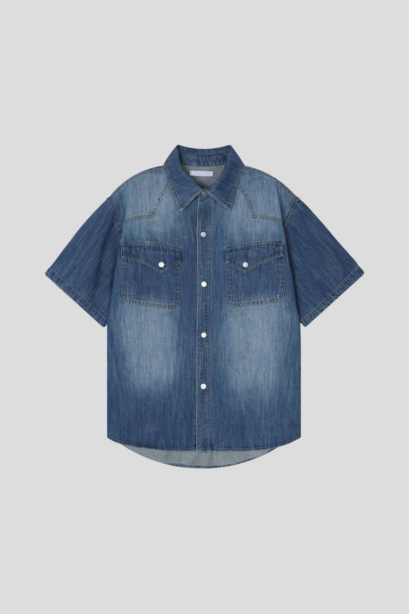 LMN ラボスラブウェスタン半袖デニムシャツ (4 colors)