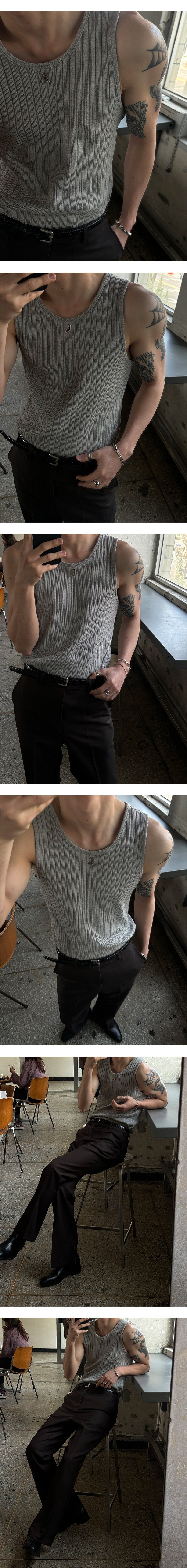 [S/S] High ribbed logo sleeveless(6color)