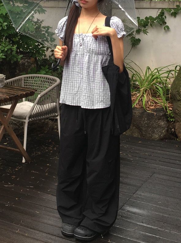 Kero Frill Wide Banding Pintuck Cargo Pants