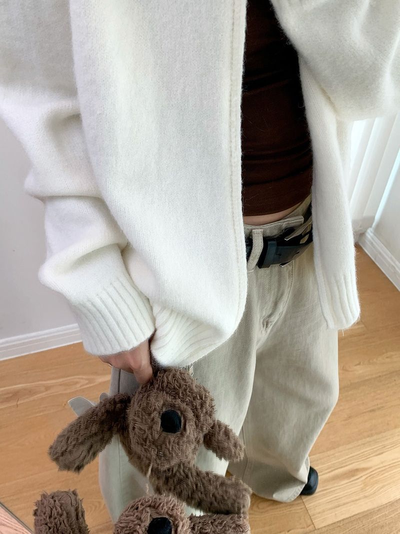Stand Collar High Neck Zip-Up Long Sleeve Knitwear