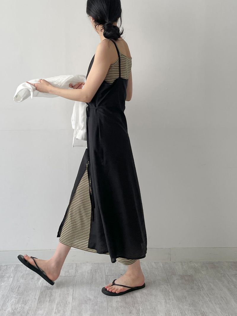 Stripe Long Sleeveless One Piece