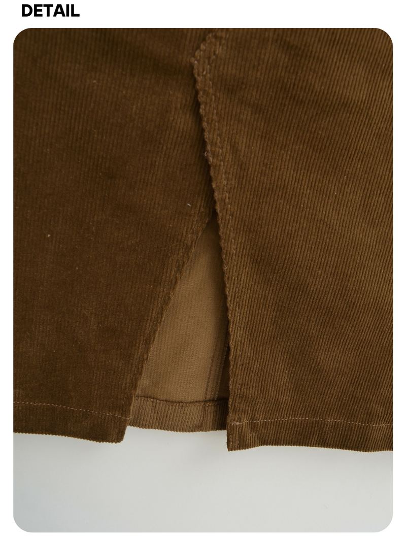 brown corduroy midi skirt