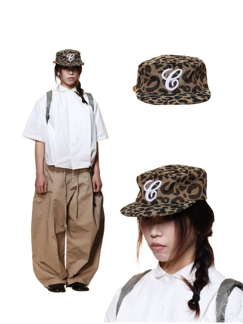 6CRAYON WEAVE LEOPARD PRINT BRIMMED BASEBALL CAP