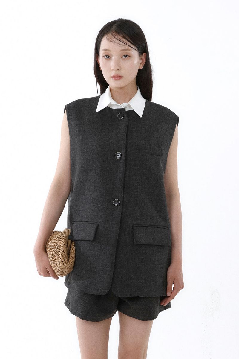 FRONT BELT SHORTS_CHARCOAL