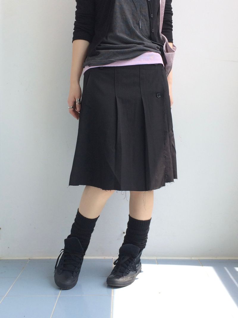 Fringe Button Wrap Skirt