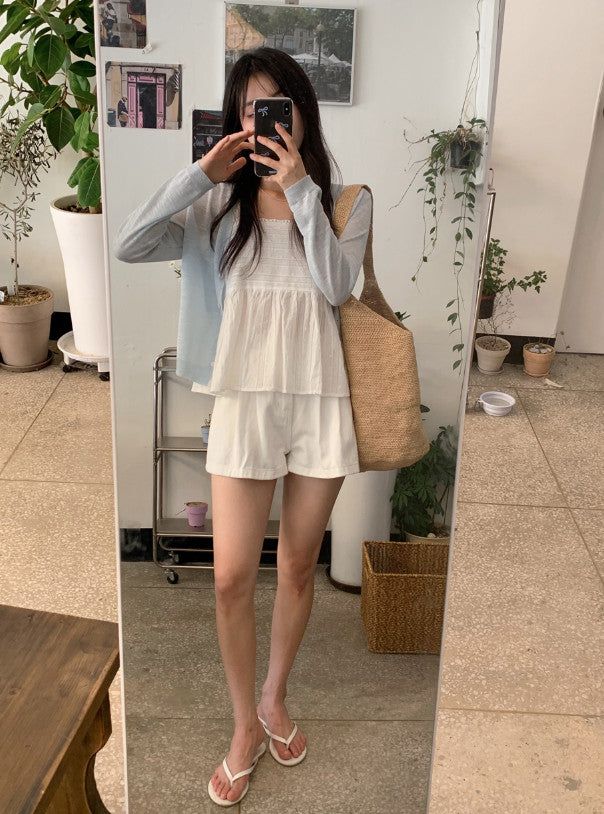 Two Pintuck Cotton Shorts (3color)