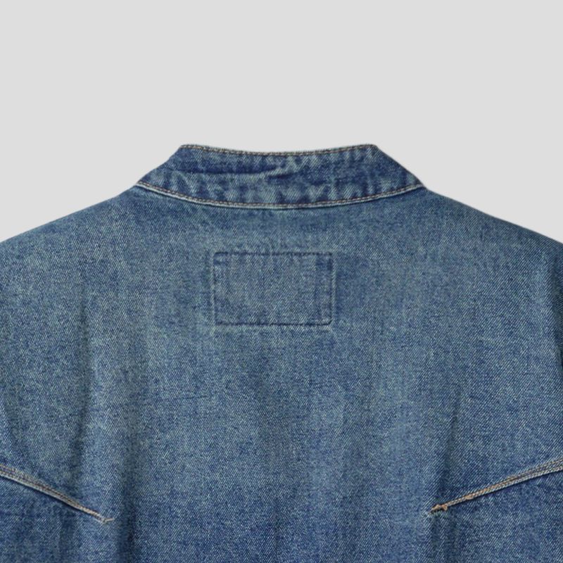 With denim biker jacket