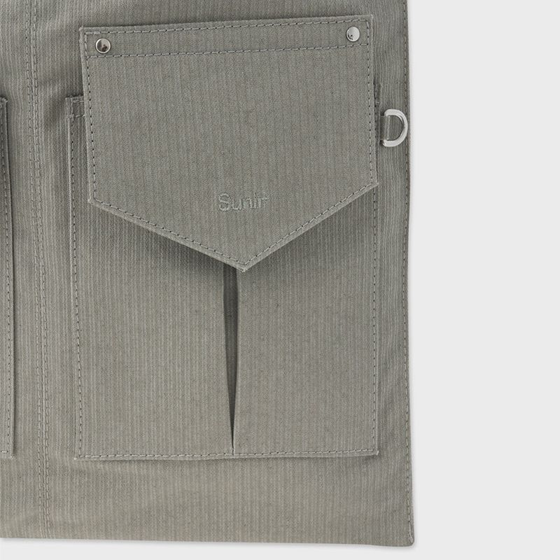Fabric 2 Pocket Flat Cross Bag Set (Light Khaki)
