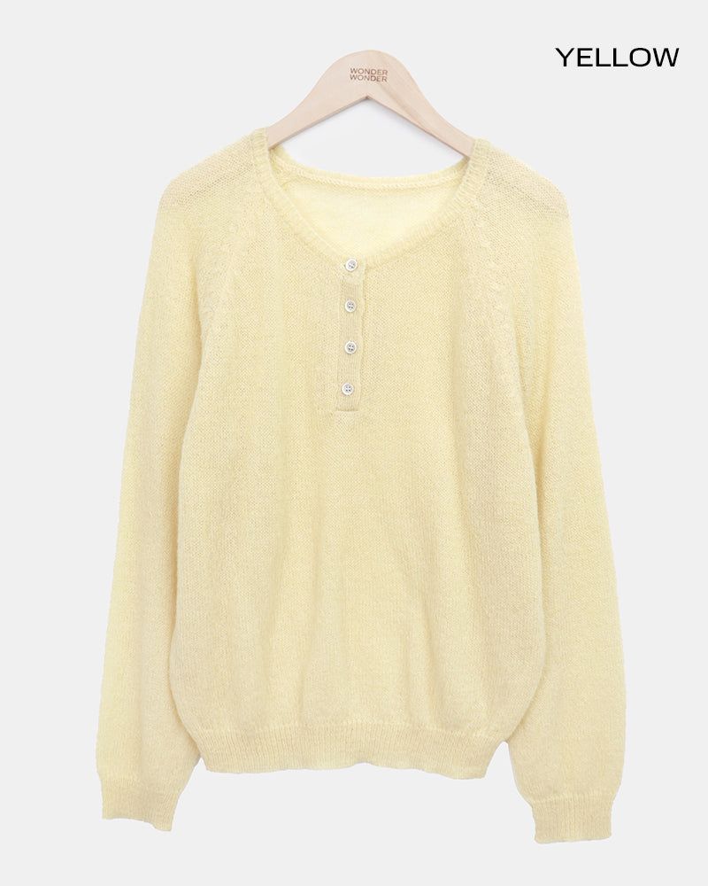 Teran Raglan Button Round Knit