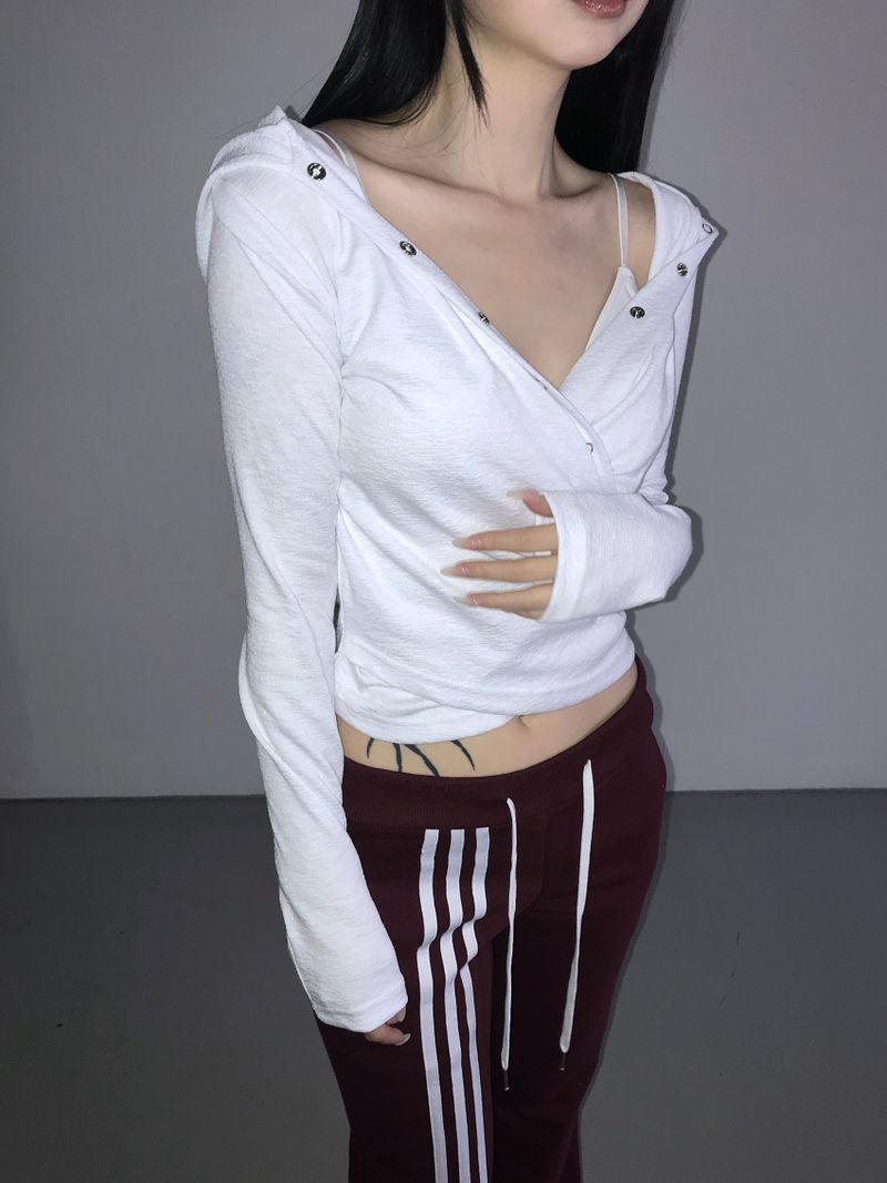 snap cross hoodie top(3 color)