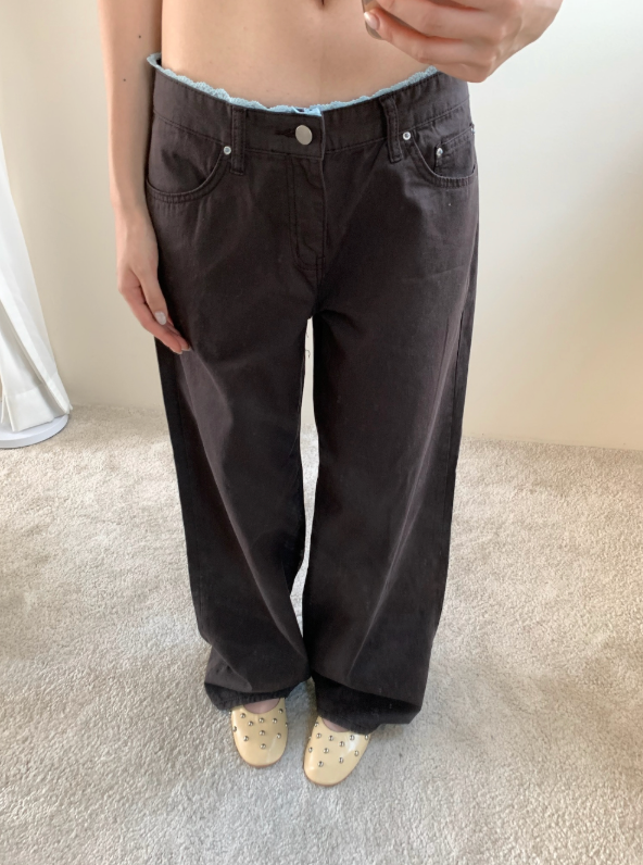 lace layered cotton pants