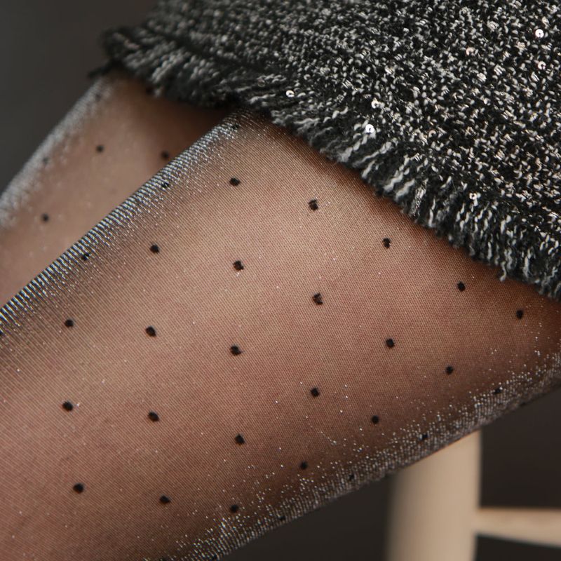shiny polka dot black tights