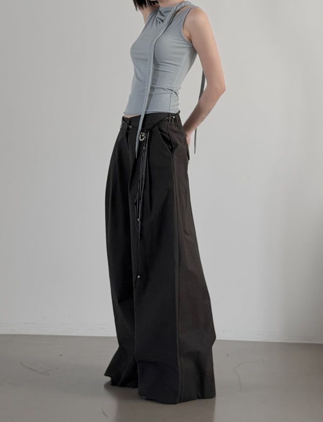 Teve Pintuck Wide Cotton Pants