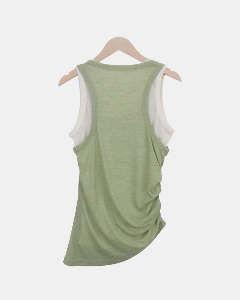 Tendo Shirred Double-Layer Sleeveless Top