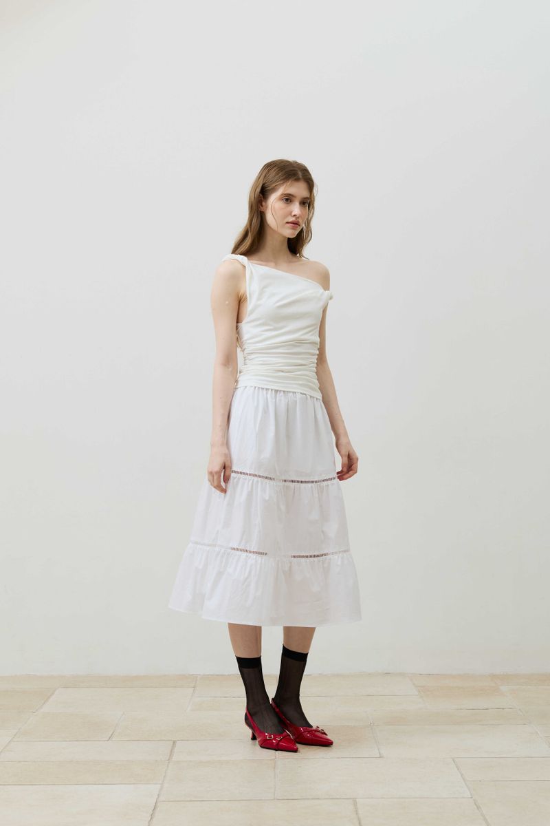 COS TWISTED SHIRRLING TOP / IVORY