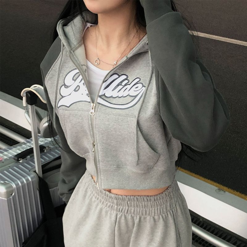 [BELLIDE MADE] Post Raglan Cropped Wool Zip-Up Hooded Zip-Up