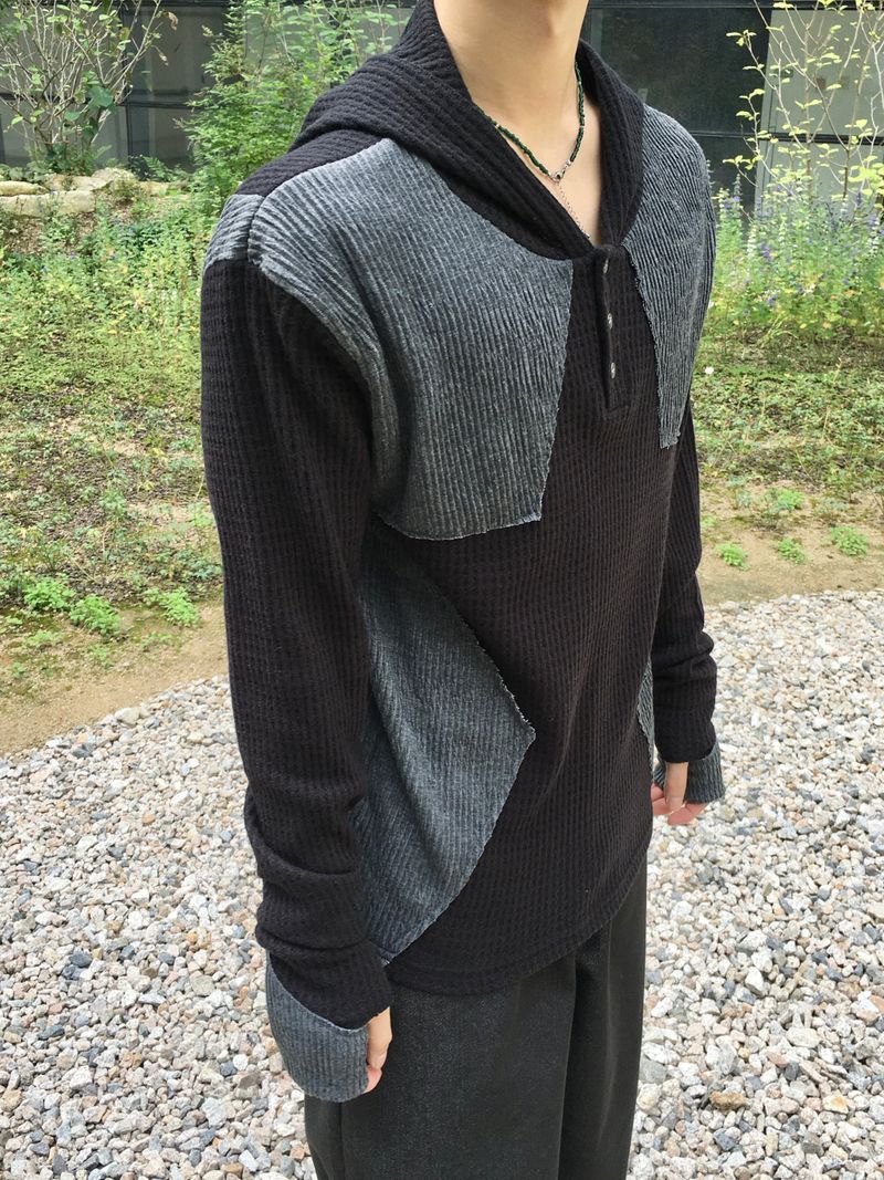 Big Star Warmer Henley Neck Hooded Knit 4C