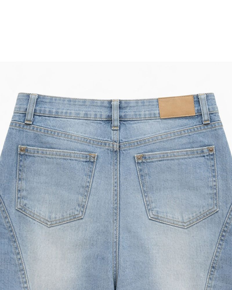 Rond Curved Washed Bermuda Denim
