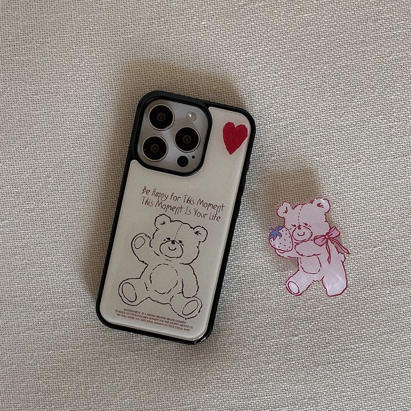 [Mademoment] fluffy strawberry bear design iphone epoxy case