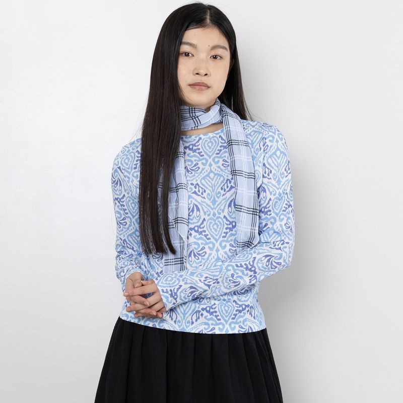 Twister Check Scarf - Light Blue