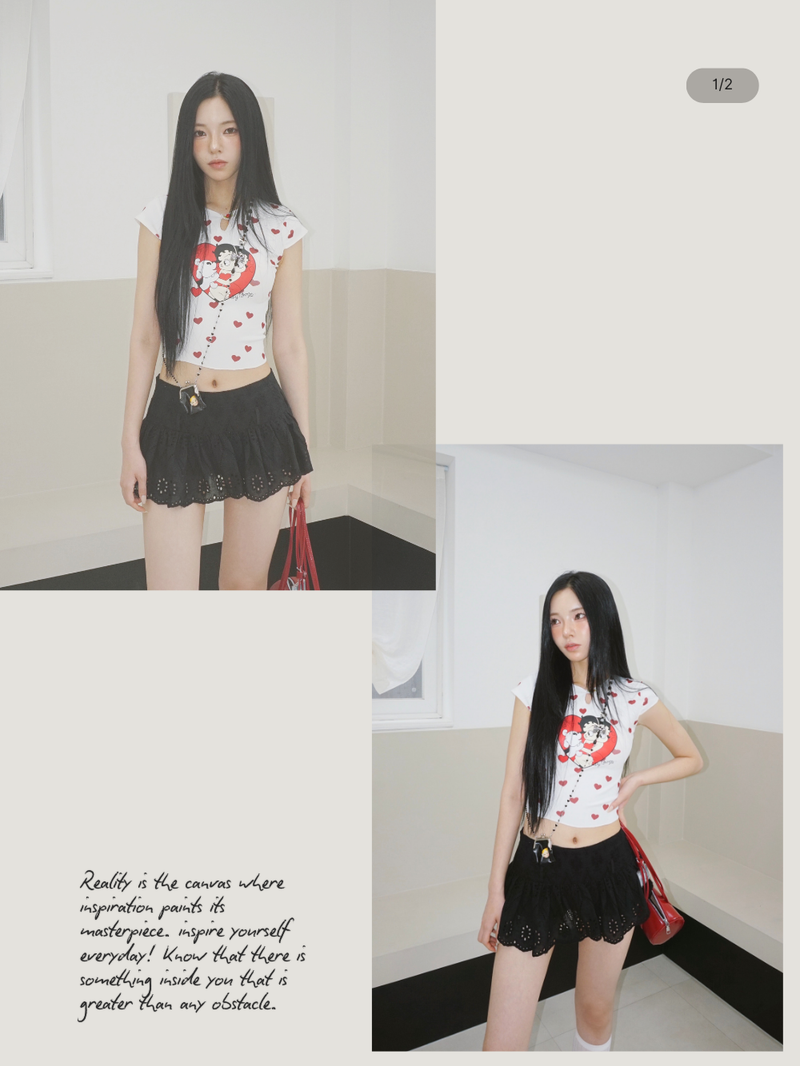 Black Lady Punching Mini Skirt