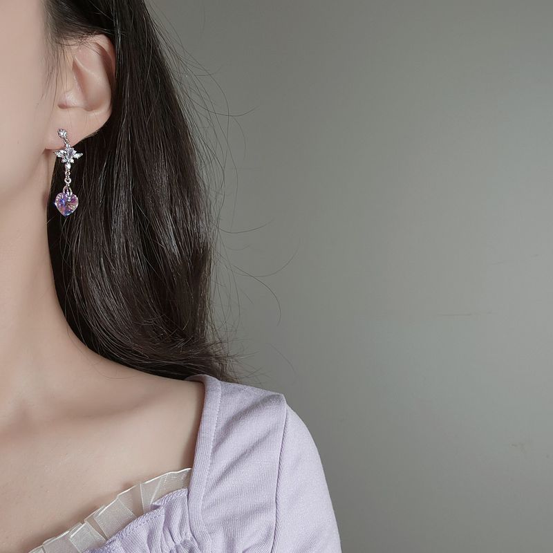 Angelic Heart Crystal Earring - Violet